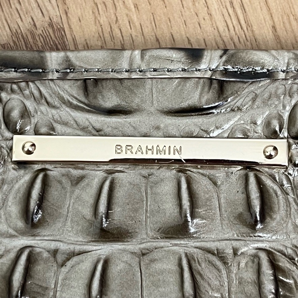 Brahmin Smokey Taupe Melbourne Clutch Croc-Embossed Leather Brown Croc - Picture 14 of 15